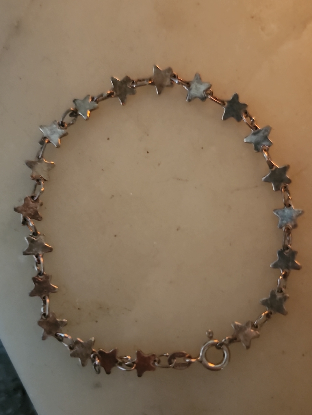 Vtg Italy Sterling Silver 925 Star Link Bracelet